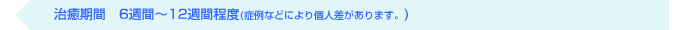 治癒期間 6週間〜12週間程度(症例になどにより個人差があります。)